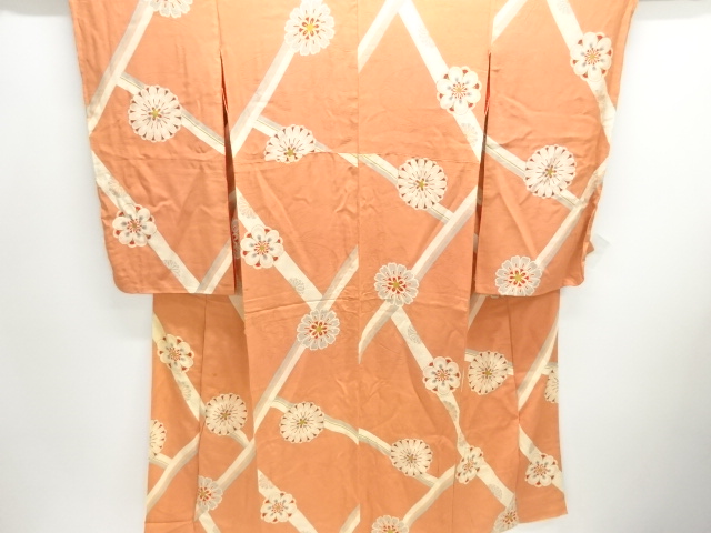 JAPANESE KIMONO / ANTIQUE KIMONO / SILK / MON KINSHA / FLOWER